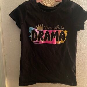 Girls Black 'There Will Be Drama' Graphic Tee